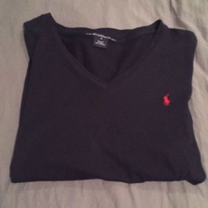Navy V-Neck Polo Tee.XL.
